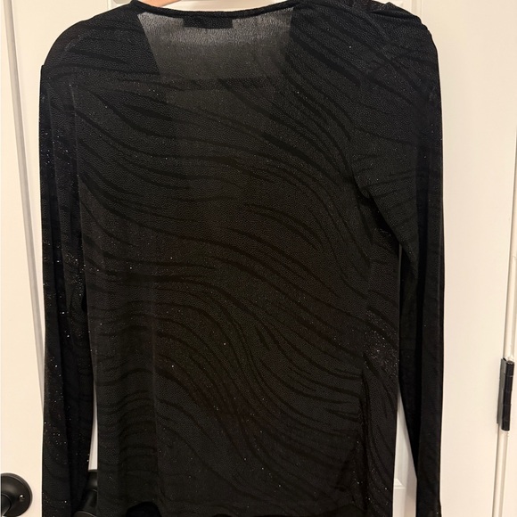 Alice + Olivia Black Sparkle Cowl Long Sleeve Top - Picture 3 of 6